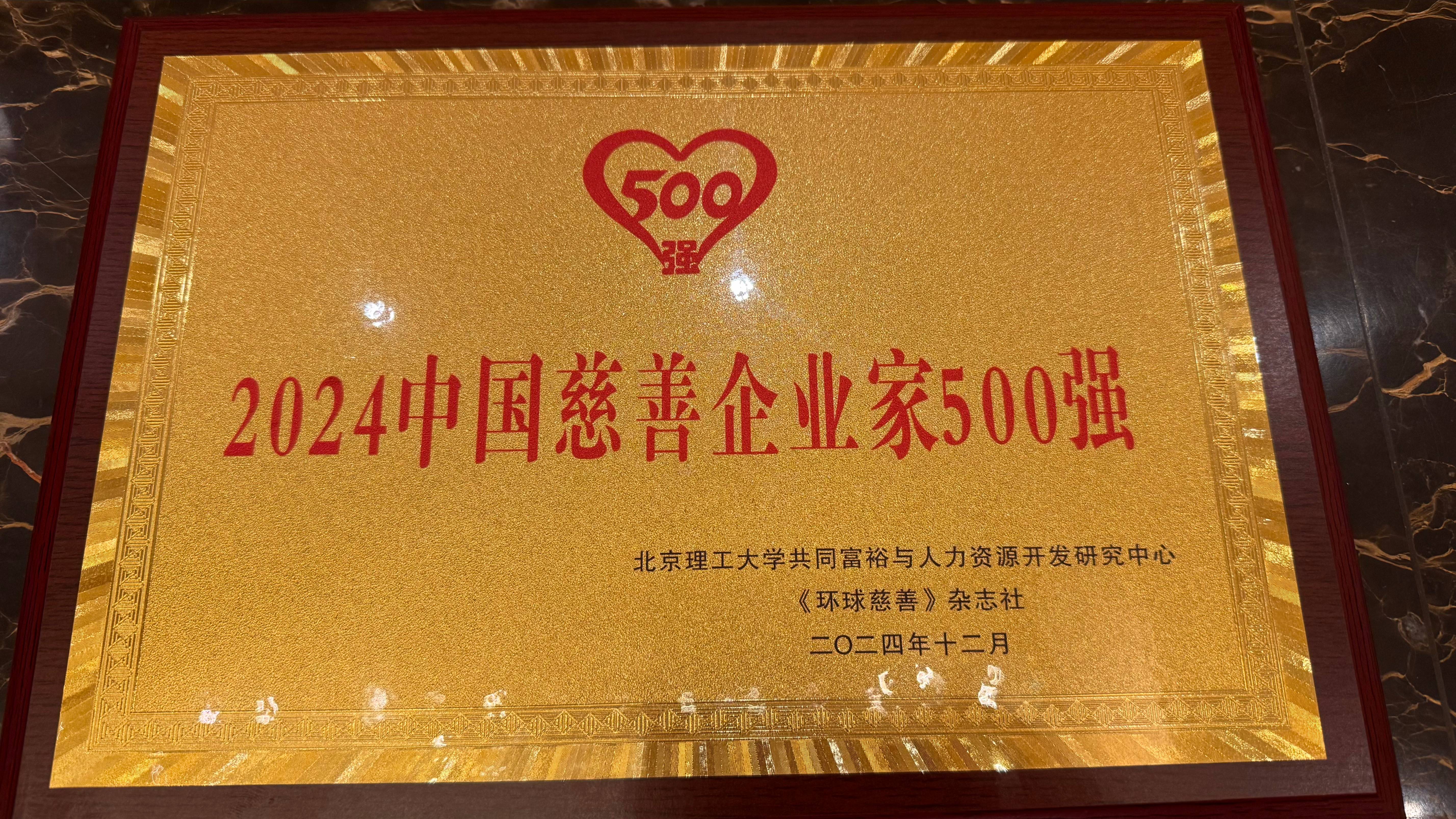 pp电子荣获“2024中国企业慈善公益500强”_pp电子（官网）